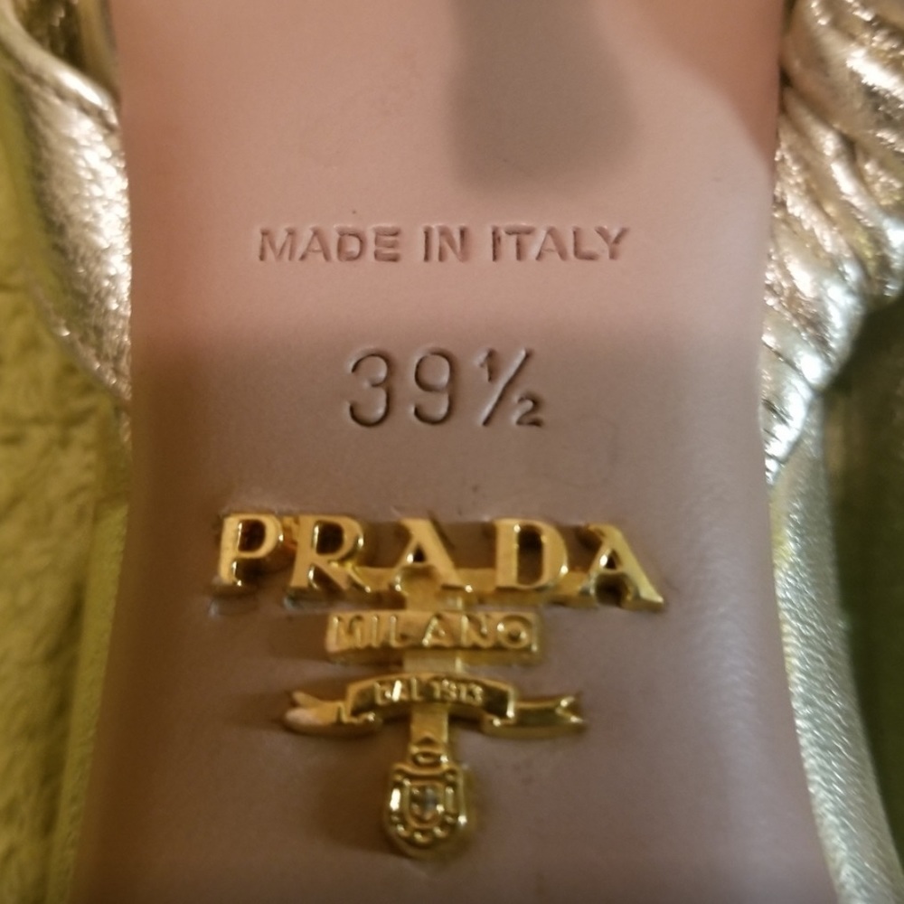 Prada gold strapy heel size 8.5